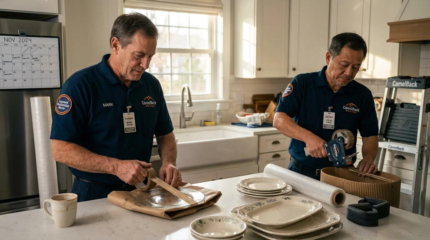 Professional crew packing kitchen dishware in Lyndhurst, NJ